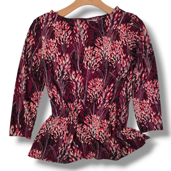 Croft & Barrow Women’s Burgundy Floral 3/4 Sleeve Pullover Blouse – Small - Picture 4 of 9